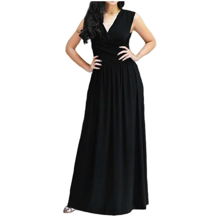 successthop Dresses for Women Plus Size Elegant Solid Ruched Sleeveless Ladies Dressy V Neck Evening Party Summer Dress - Walmart.com successthop Dresses for Women Plus Size Elegant Solid Ruched Sleeveless Ladies Dressy V Neck Evening Party Summer Dress - Walmart.com