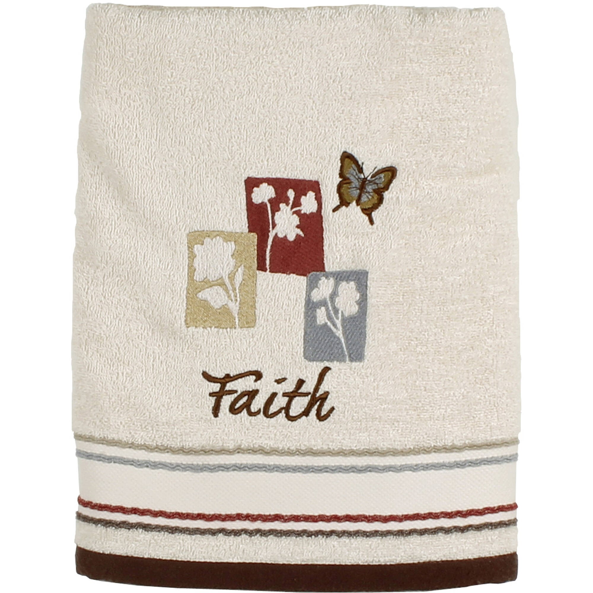 Details about   Mainstays Solace Embroidered Bath Towel  Faith 25" x 50" Terry 100% Cotton Beige 