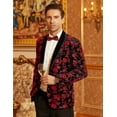 thumbnail image 5 of COOFANDY Men's Red Suits Jacket Velvet Blazer Red Christmas Wedding Smoking Jacket, 5 of 9