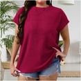 thumbnail image 5 of Youyipin Womens Tops Casual Oversized Short Sleeve Solid Color Loose Texture Knit Tunic Tops Blouses Plus Size Tops for Women, 5 of 8