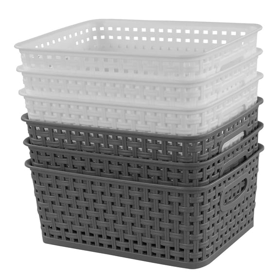 Idotry 6-Pack Plastic Storage Baskets/Bins, Rectangle
