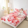 thumbnail image 4 of jejeloiu Red Graffiti Love Bed Sheets,Happy Valentine's Day King Sheets For Girls Teens 4 Pieces, 4 of 7