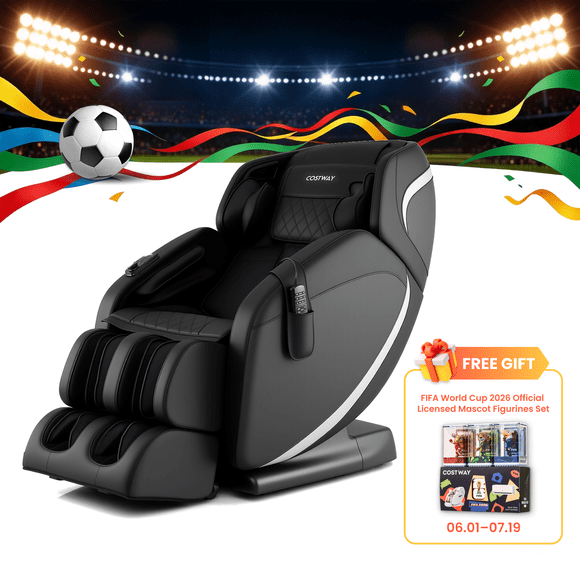 Costway Relaxation52 Full Body Massage Chair Zero Gravity SL Track Massage Recliner w/7 Auto Modes Extendable Footrest Bluetooth Speaker & Voice Control Black