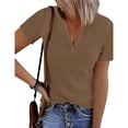 thumbnail image 2 of Blusa de manga corta, cuello en V y manga corta Blusa de cuello en V y manga corta Camisa de punto acanalado con cuello en V Rendimiento comprobado, 2 of 3