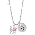 thumbnail image 1 of Delight Jewelry Silvertone Love with Pink Paw Silvertone Script Initial Disc - O - Charm Necklace, 20"+3", 1 of 4