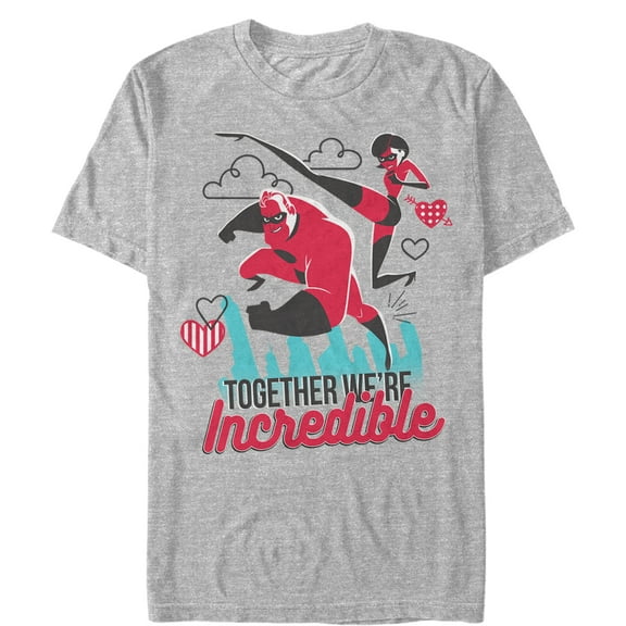 Men's The Incredibles Valentine Together We're Incredible  Graphic Tee Athletic Heather 4X Large