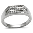 thumbnail image 1 of Men High Polished Stainless Steel Ring with Top Grade Crystal in Clear - Size 12, 1 of 1