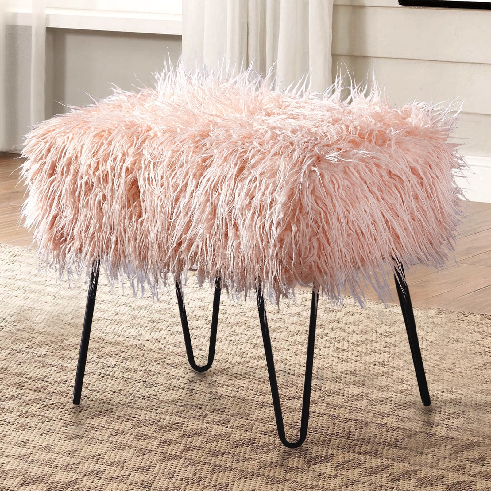 Mongolian Faux Fur Ottoman