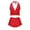 Red, variant on Ohufall Tankini Swimsuits for Women Tankini Bathing Suit 2 Piece Fashion Sexy Solid Tummy Control Tankini Top with Boy Shorts Summer Push up Halter Swimwear