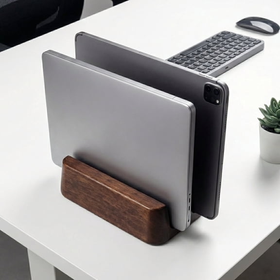 YTGLEN Solid Wood Dual Vertical Laptop Stand Dock Holder (Max 0.7")