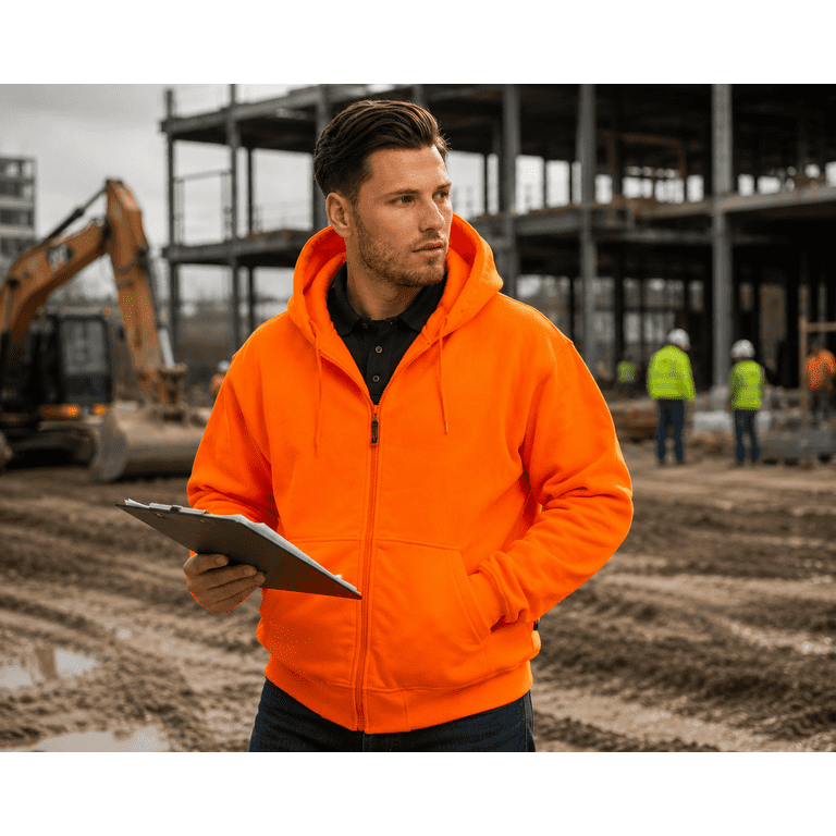 Blaze Orange High Visibility Hunting Jacket with Pockets, Thick