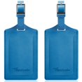 thumbnail image 1 of Etiquetas de equipaje Travelambo de piel sintética Privacy, paquete de 2, acero azul, 1 of 6