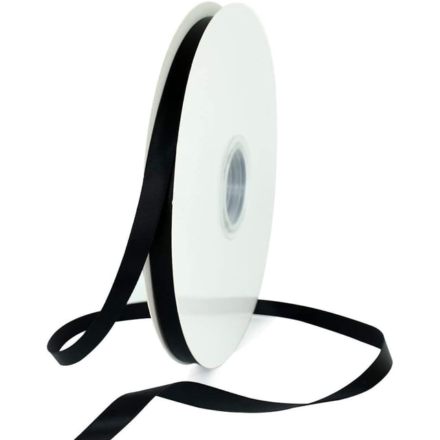 TONIFUL 3/8 Inch x 100yds Black Satin Ribbon Thin Solid Fabric Ribbons Roll for Gift Wrapping Invitation Floral Hair Balloons Craft Sewing Party Wedding Popsicles Decoration Valentine's Day Bouquet