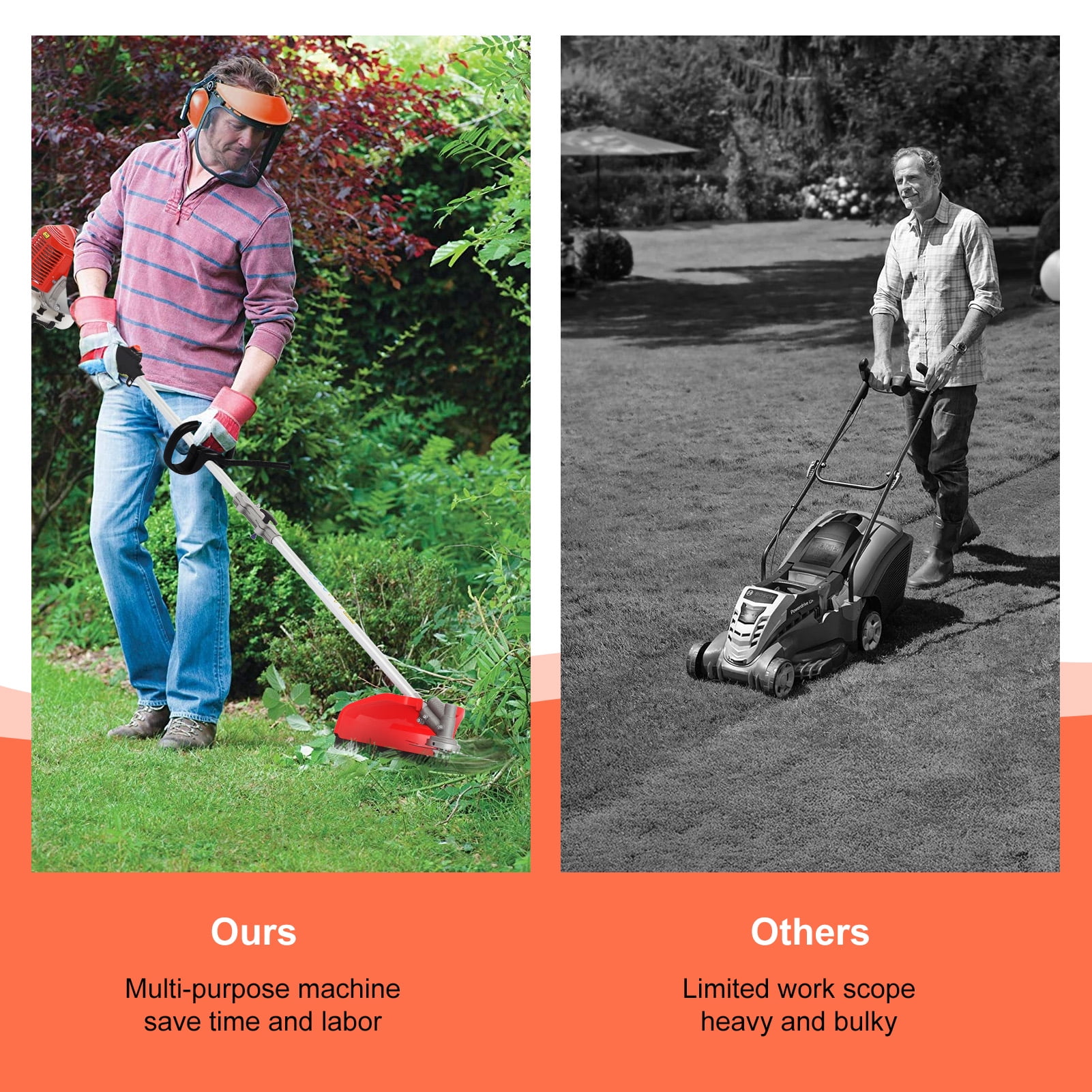 WETS Gas Weed Wacker, 5 in 1 Weed Eater Gas Powered, 52cc Brush Cutter and Gas String Trimmer 2-Stroke, Grass Trimmer 2025 Upgraded,Cordless Hedge Trimmer