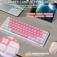 thumbnail image 2 of HUGFEGWE Clavier de Jeu Filaire 60 %, Mini Clavier RVB avec 6 Effets de Rétroéclairage, Clavier Compact 61 Touches pour 11 10 8 7 Vista, Filaire USB, Prêt à l'Emploi (Blanc Rose) CA919-95348, 2 of 9