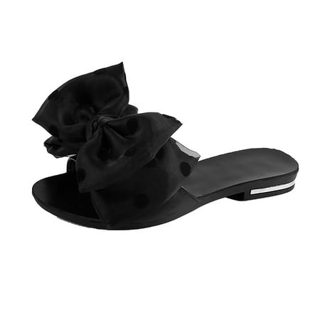 

Wandatree Womens Flat Sandals Big Bowknot Comfortable Beach Shoes