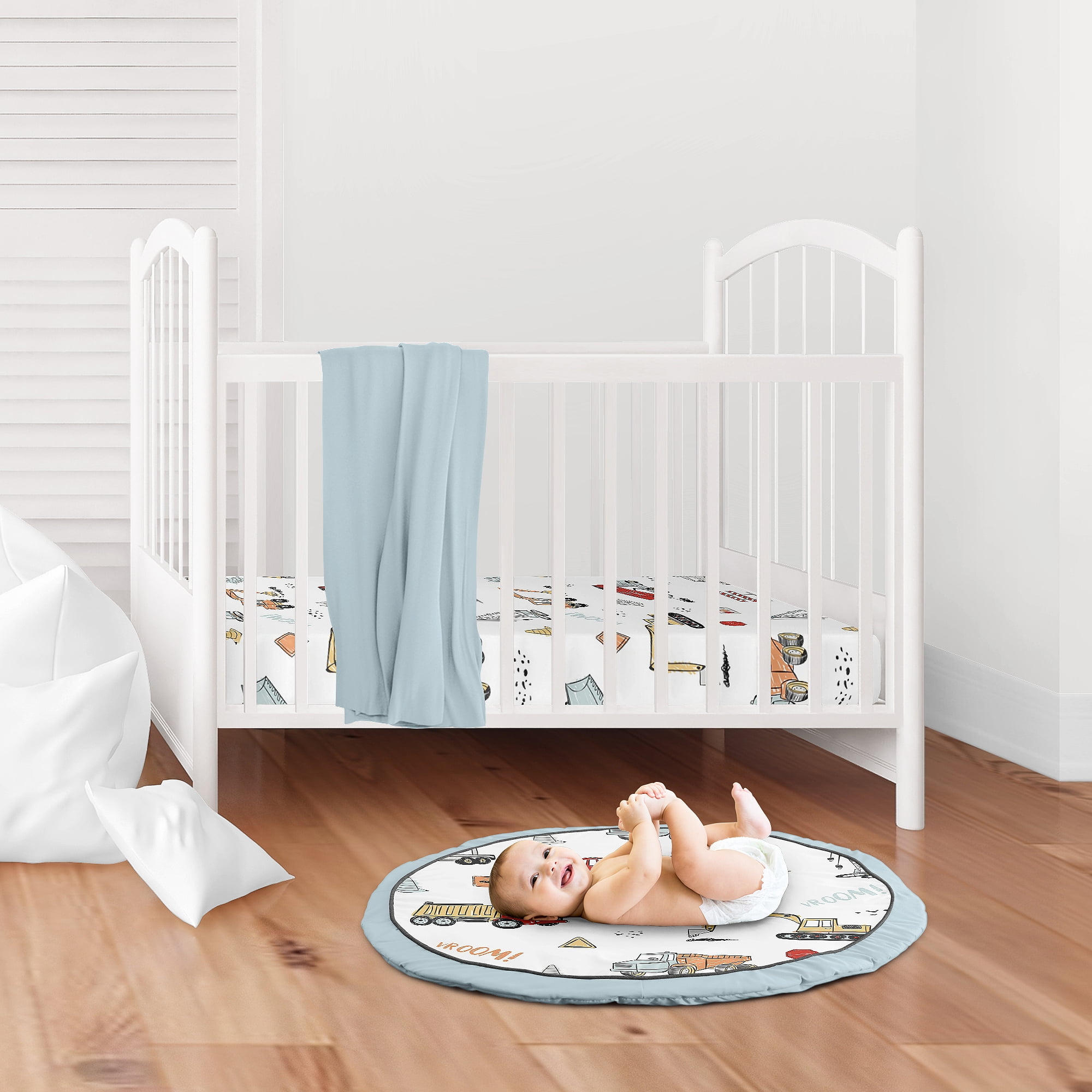 Sweet Jojo Designs Construction Truck Red Blue and Grey Baby Play Mat