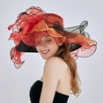 thumbnail image 3 of Yoyauz Women Sun Hat with Mesh Flower Decoration Wide Brim Hat Occasion Event Organza Fancy Church Dress Hat, 3 of 7