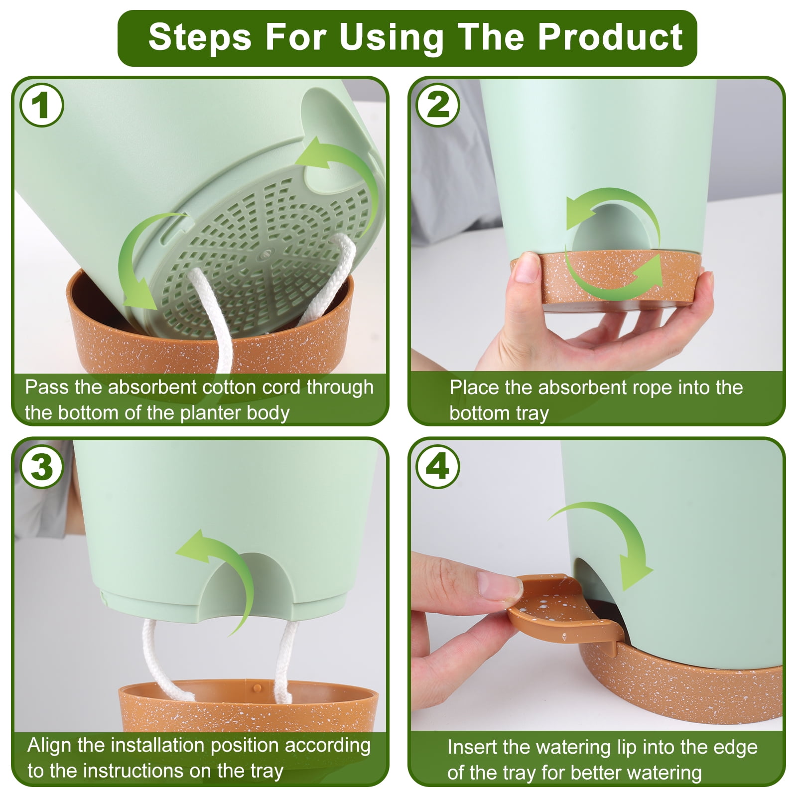 Guirnd Indoor Self Watering Planters with Drainage Holes and Saucers,8,7,6.5,6,5.5,5 inches, 6 Pots