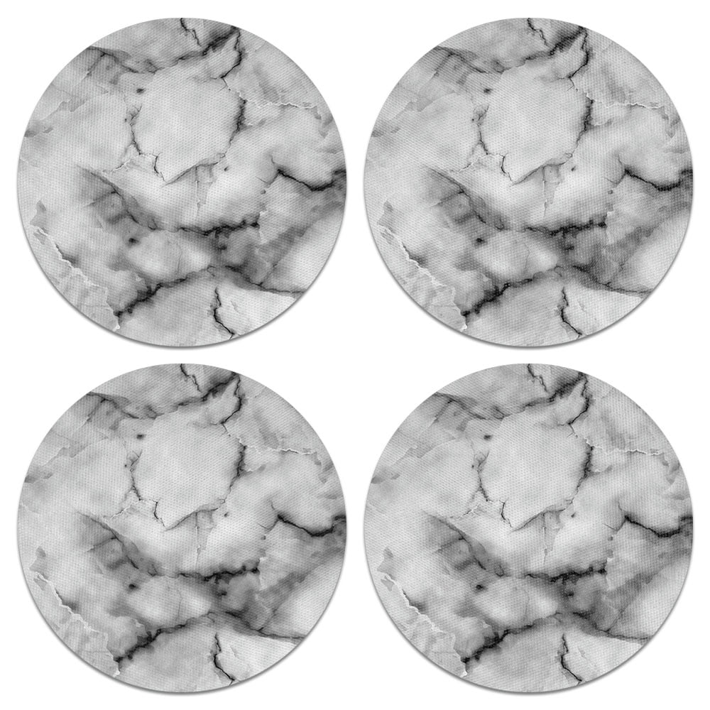 CARIBOU Coasters Ray Dark Wood Marble Design Absorbent ROUND Fabric Felt Neoprene Coasters for Drinks 4pcs Set