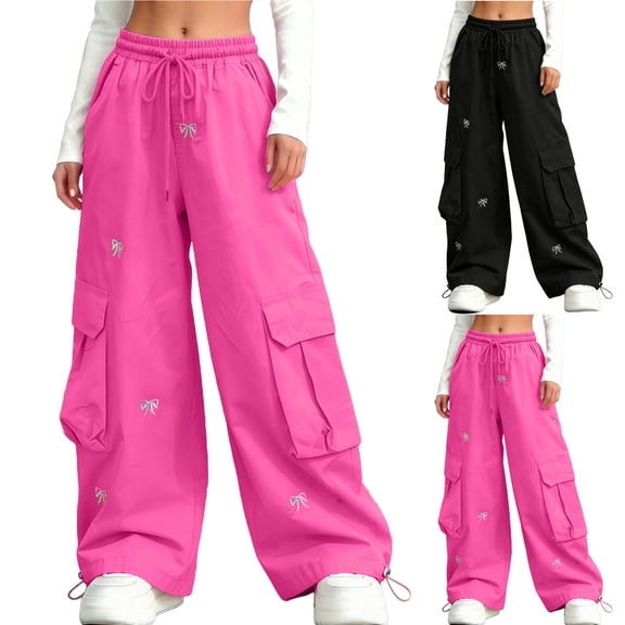 Piuwrlz 14-15 Girls Boys Wide Leg Sweatpants Kids Pants Jogger Pant Hot Pink Size 14-15Years