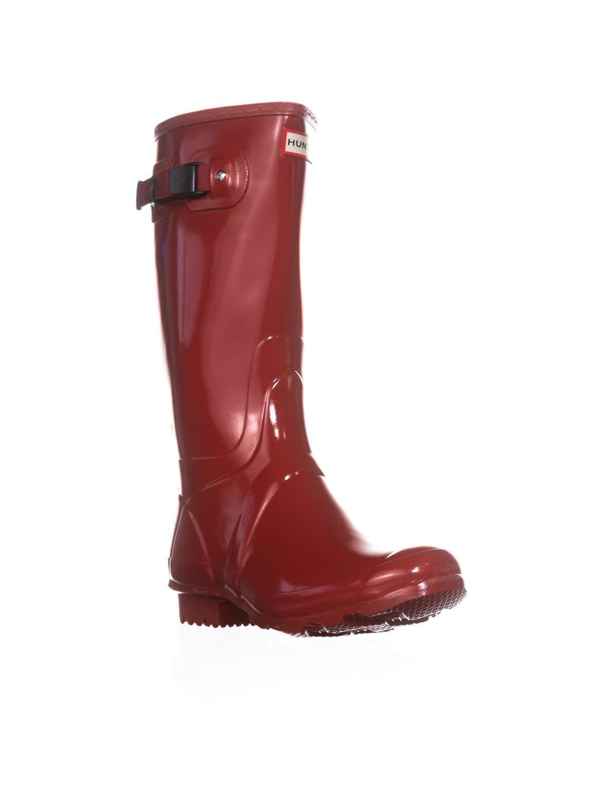 Hunter Womens Hunter Original Tall Gloss Rain Boots, Military Red, 11