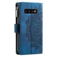 thumbnail image 3 of Feishell Zipper Wallet Case for Samsung Galaxy S10,for Women Men,Stylish Embossed Pattern PU Leather Multi Card Slots Magnetic Clasp Flip Kickstand Crossbody Phone Case with Shoulder Strap,Blue, 3 of 12