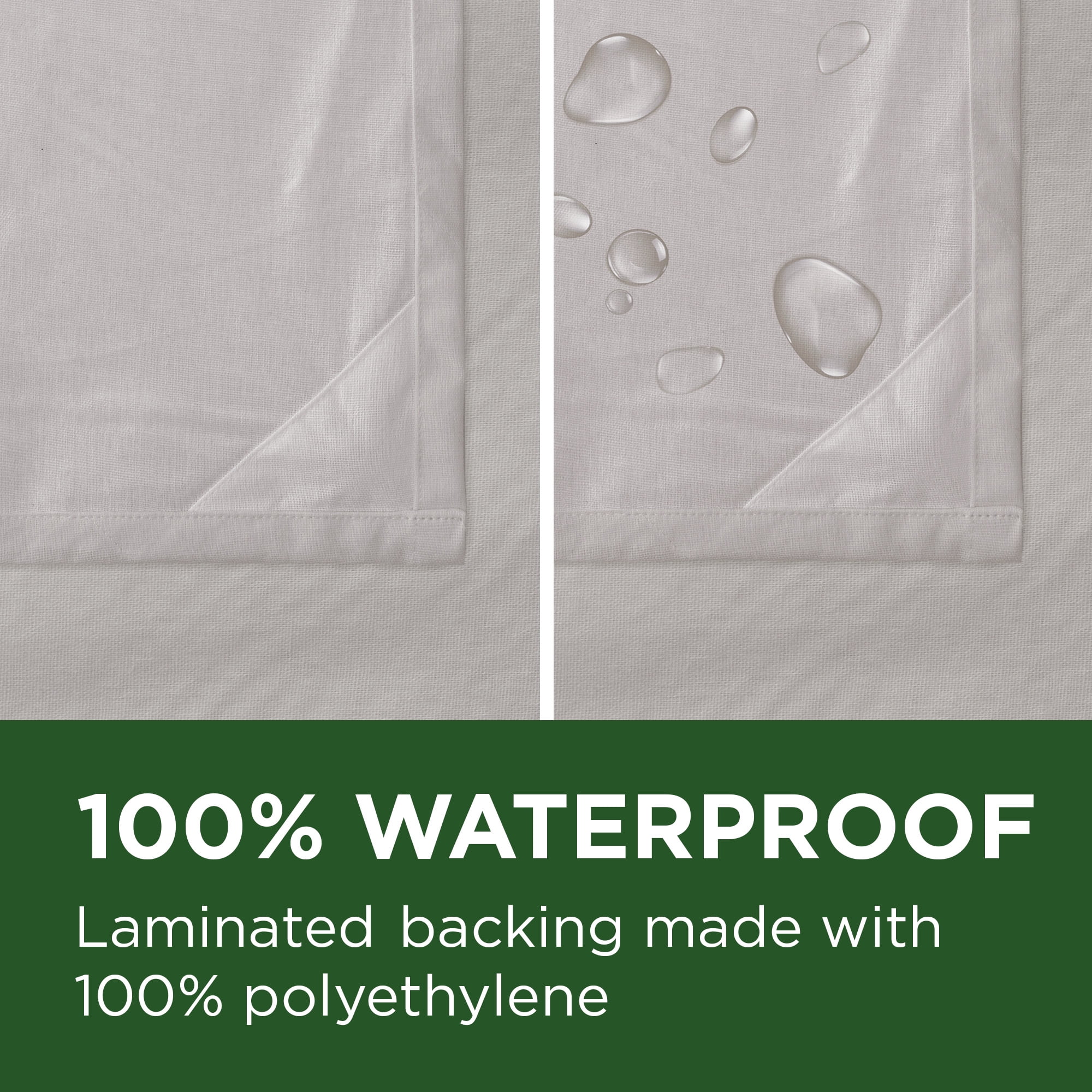 Zenna Home Grey Recycled Cotton 70 x 72" Waterproof Fabric Shower Curtain Liner and Anti-Draft Clips