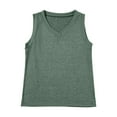 thumbnail image 3 of SHITINN Womens V Neck Tank Tops Summer Casual Ribbed Trim Sleeveless Loose Fit Tunic Tops Shirts 2025 Girls Camisoles 7-16 Shelf Shelf Camisoles for Women Pack Tan Top Girls Women's Camisole Tops, 3 of 4