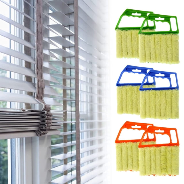 Xihbxyly Limpiador de Persianas Mini, Plumero Portátil para Lamas Venecianas, Limpia 7 Lamas a La Vez, Cerdas Suaves de Algodón, Diseño Desmontable y Lavable, Uso Doméstico, Fácil Agarre, Juego de 2