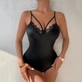 thumbnail image 2 of NECHOLOGY Ropa Interior Mujer Adulto Bodysuit Para Mujer Lencería de cuero para mujer, conjunto de liguero de moda para mujer Negro X-Grande, 2 of 7
