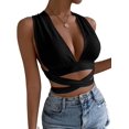 thumbnail image 3 of Women's Deep V Neck Sleeveless Cropped Cropped Tank Top (XS), 3 of 5