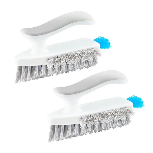 2 Cepillos para Juntas de Suelo, Cepillo Raspador Integrado para Suelo de Baño, Cepillo de Limpieza para Esquinas de Baño y Grietas de Inodoro.