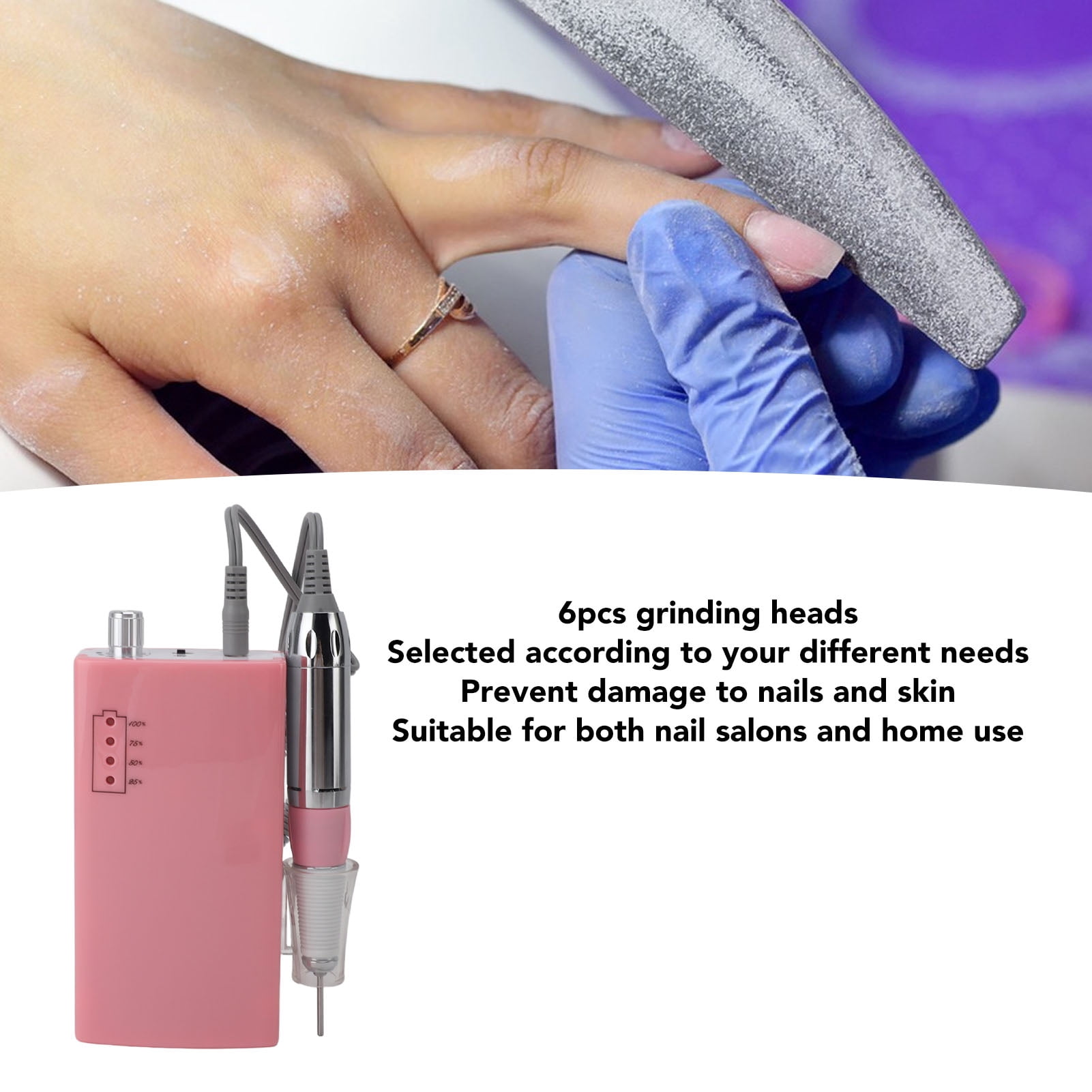 BIMZUC Electric Nail Drill Machine 30000 RPM Portable File Kit with 6 Grinding Heads US Plug