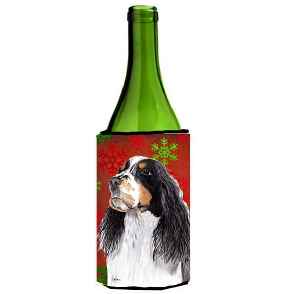 Springer Spaniel Snowflakes Holiday Christmas Wine bottle sleeve Hugger