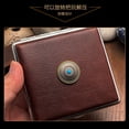 thumbnail image 2 of NP18 cowhide cigarette case thick cigarette side-turned ultra-thin cowhide hand-made first layer classic men's retro 20-pack gift,SKU00339-05黄棕双色油蜡克罗心, 2 of 13