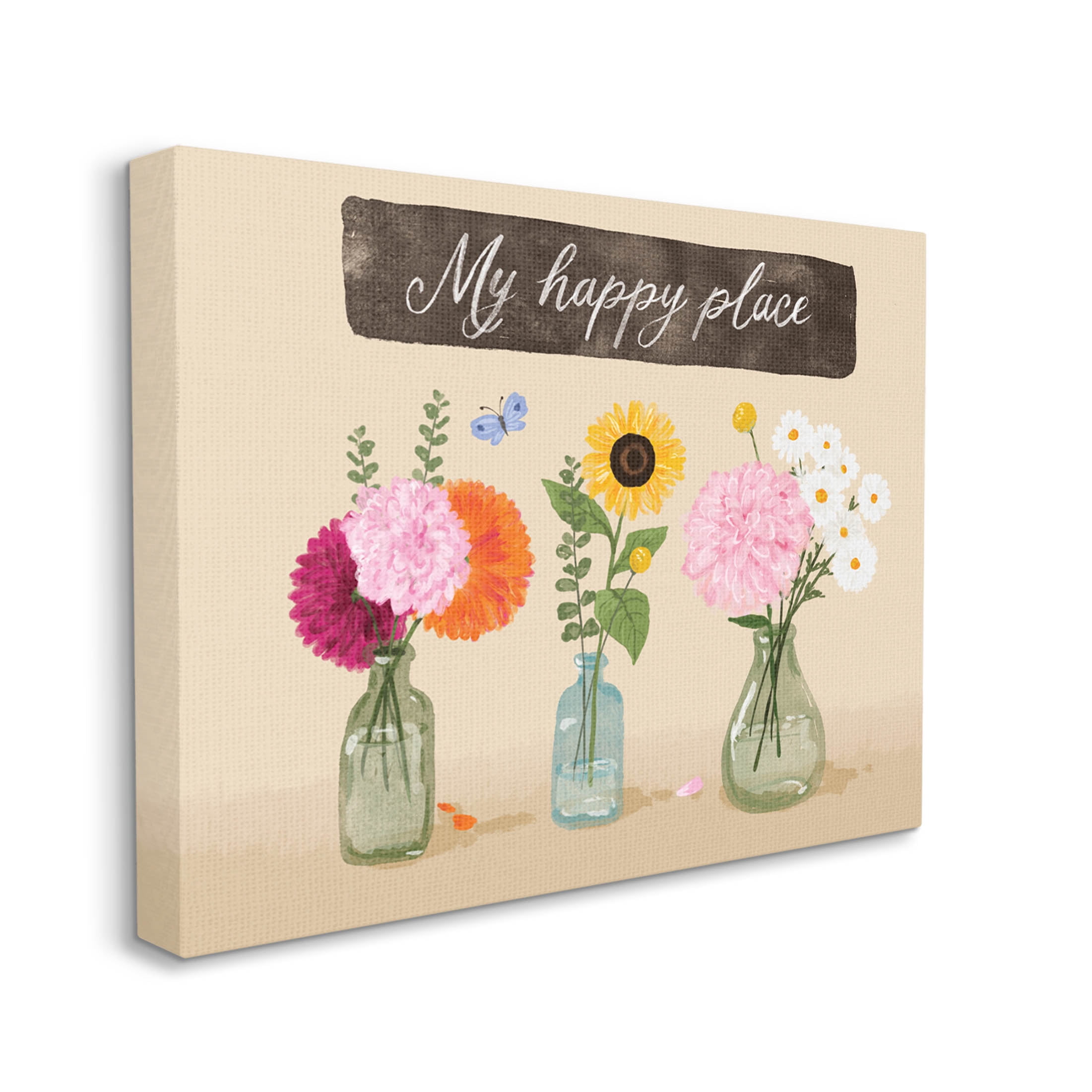 Stupell Industries My Happy Place Bouquets Graphic Art Gallery Wrapped Canvas Print Wall Art, Design by Be Ni La