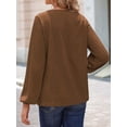 thumbnail image 4 of Women'S Long Sleeve V Neck Lantern Blouse Dressy Casual Ribbed Knit Tunics Loose Fit Fall Shirts 2025 Brown S, 4 of 8