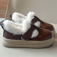 thumbnail image 5 of Fleece Lined Casual Shoes for Girls Kids Waterproof Non Slip Winter Warm Loafers Wide Toe Box Slip On Dress Shoes Brown Size 9 Toddler, 5 of 6