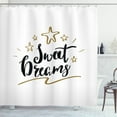 thumbnail image 1 of Sweet Dreams Shower Curtain, Hand Written Style Typography with Doodle Stars Positive Phrase, Fabric Bathroom Set with Hooks, 69W X 70L Inches, Pale Coffee and Black, by Ambesonne, 1 of 3