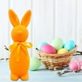 thumbnail image 2 of Flocked Easter Bunny Figurine with Bow Tie - 2.75 x 9.84 Inch Spring Table Centerpiece Decor for Home, Workspace, Indoor Party and Seasonal Holiday Decoration, 1 Pack, 2 of 6