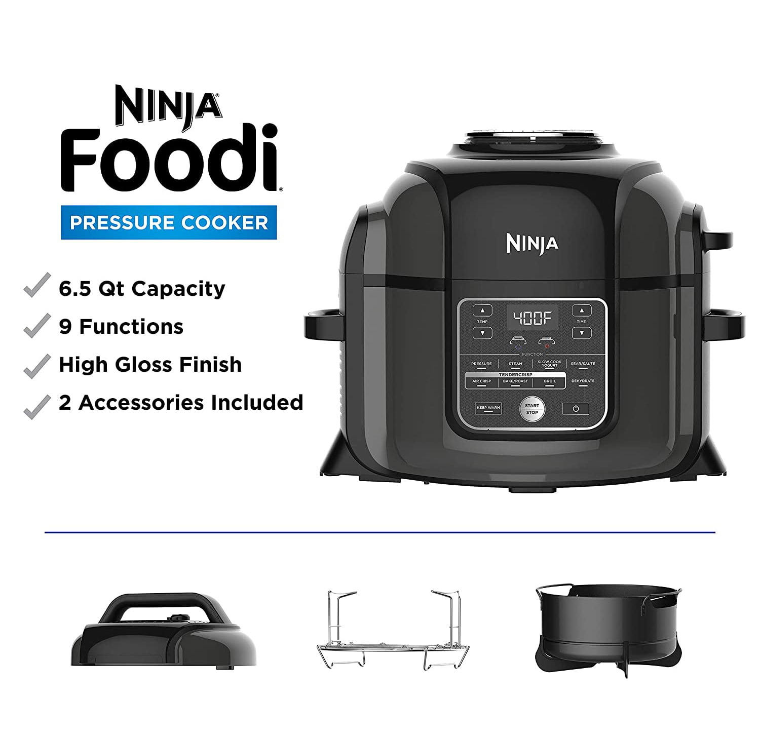 Ninja Foodi olla de presión 9 en 1, Asa, Deshidrata, Cocción lenta y  freidora de aire Mod. OP350CO R NINJA OP350CO