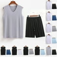 thumbnail image 2 of GERsome Men's 2 Piece Workout Sets V-neck Tank Tops and Shorts Sleeveless Gym T Shirts Fitness Athletic Muscle Tee ﻿Shorts Summer Loungewear L-5XL, 2 of 4