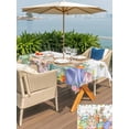 thumbnail image 4 of Outdoor Tablecloth with Umbrella Hole and Zipper, Spring Easter Rectangle Table Cloth 52x70 Inch Waterproof Tablecloth, Bunny Eggs Floral Leaves Farm Wooden Grain Picnic Table Cover for Patio Camping, 4 of 7