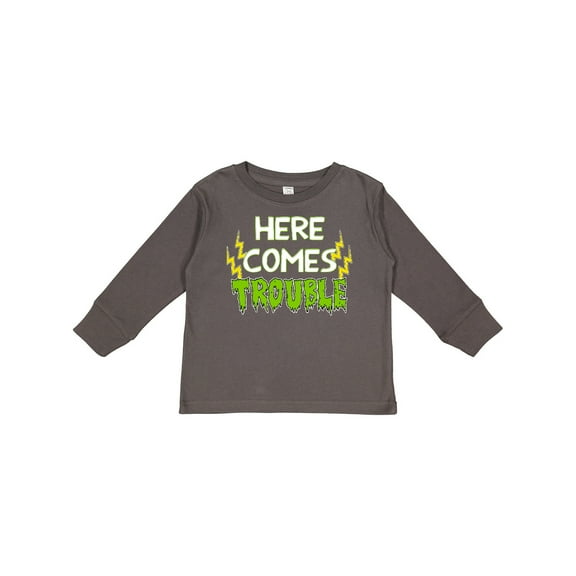Inktastic Here Comes Trouble Boys or Girls Long Sleeve Toddler T-Shirt