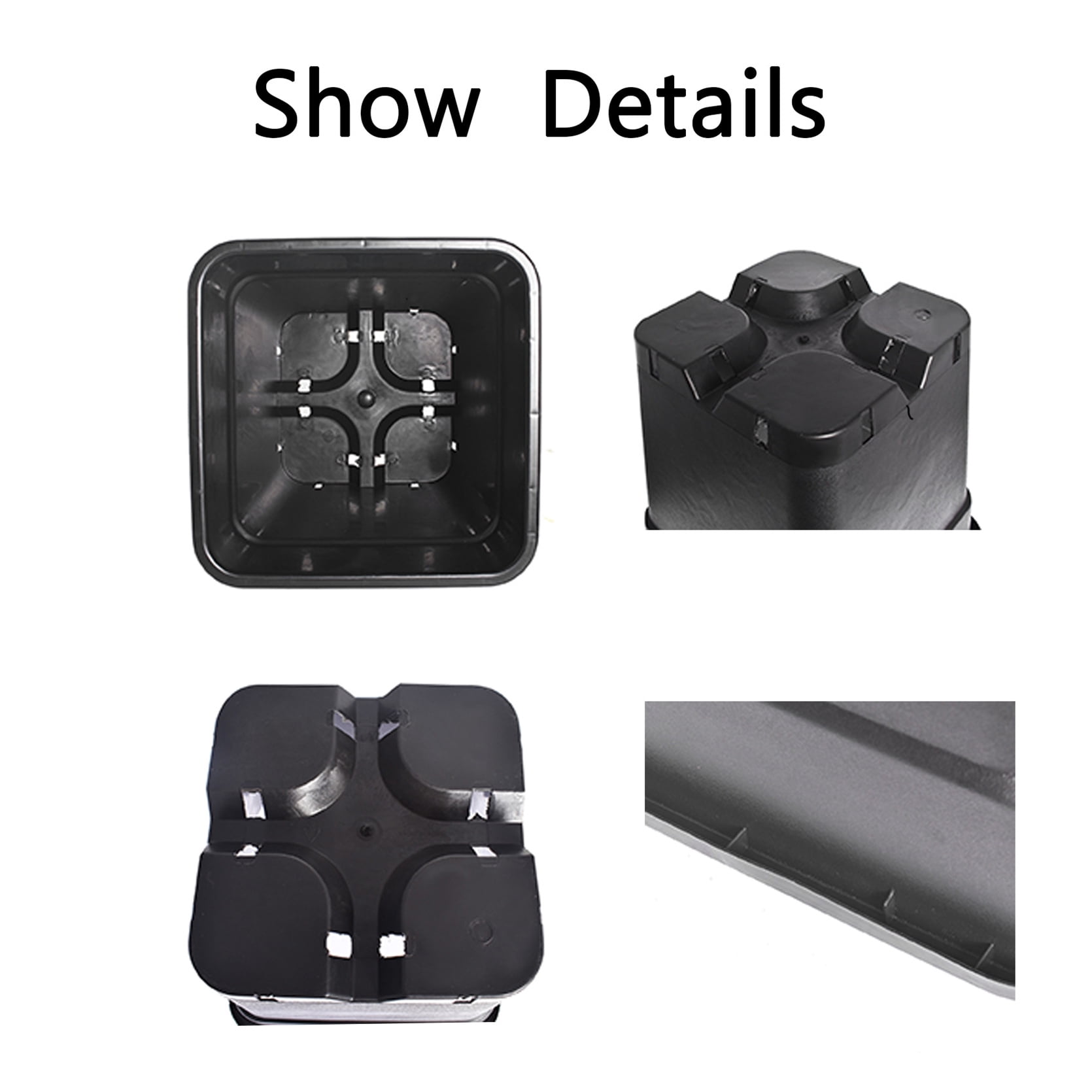 10 Pack Nursery Pots, Square Plant Grow Pots Seedling Container Seed Starting Pots, 2/3/5/10 Gallon Thick Black Plastic Flower Pots