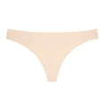 thumbnail image 4 of Ashirexll Thongs for Women, Silk Underwear for Women Solid Color Seamless No Show Stretch Thong Panties Beige L, 4 of 8