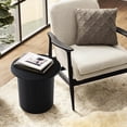 thumbnail image 5 of Queip Extra Small Accent Table, Fluted Fir and MDF Wood Round Side Tables, Mid Century Modern Short End Table for Living Room Couch, Bedroom, Nightstand End Tables for Small Space-Black 15‘’h, 5 of 9