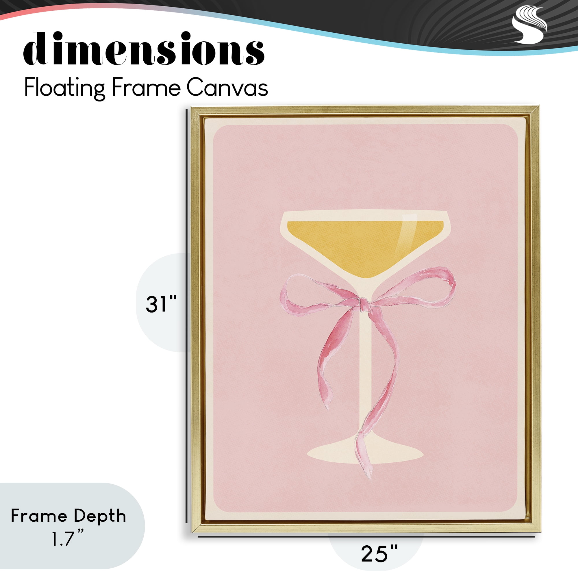 Stupell Industries Champagne Party Glass Gold Framed Floater Canvas Wall Art, design by Lucille Price
