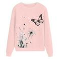 thumbnail image 2 of Fiaer,Women's Crew Neck Sweatshirts Loose Fit Dandelion Animal Printed Plus Size Pullover Long Sleeve Casual Trendy No Hooded Hoodies Pink L, 2 of 5